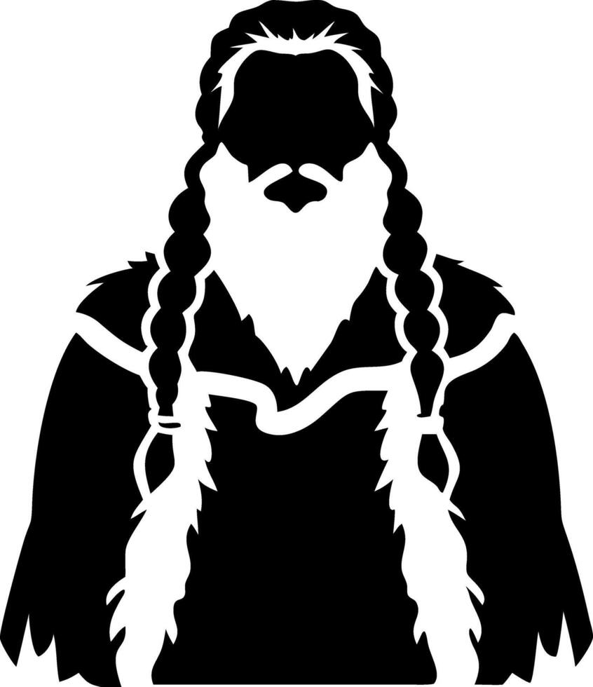 Bold Viking Warrior Silhouette with Long Beard and Braided Hair for Tattoos and Crafts vector