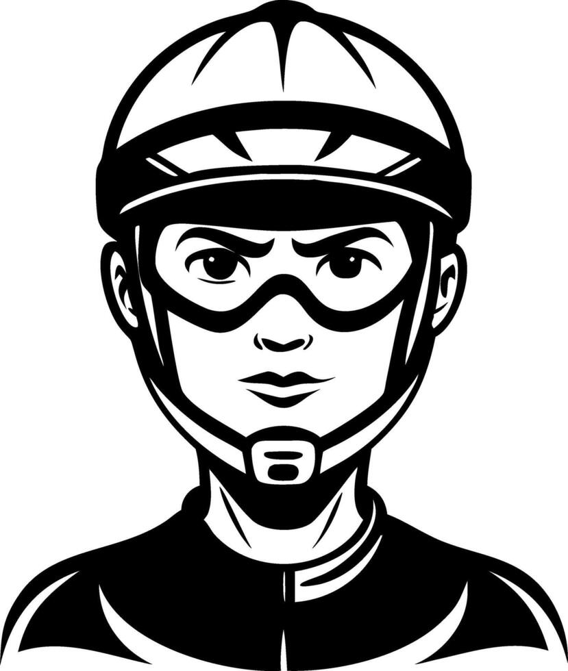 Intense Female Cyclist in Helmet and Goggles Illustration for Sports Merchandise vector
