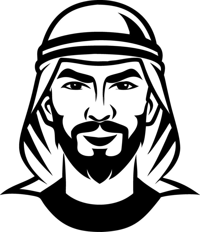 Stylized Portrait of a Confident Man in Traditional Headwear for Creative Designs vector