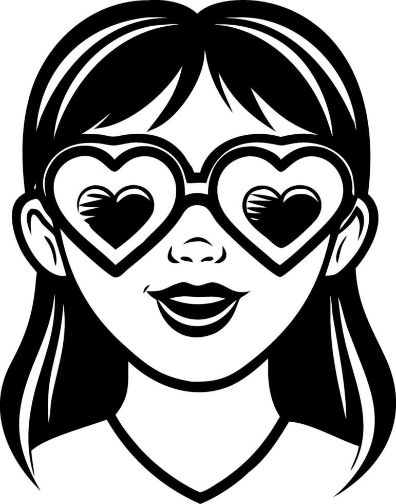 Cheerful Girl with Heart Shaped Glasses Illustration for Fashion and Craft Projects vector