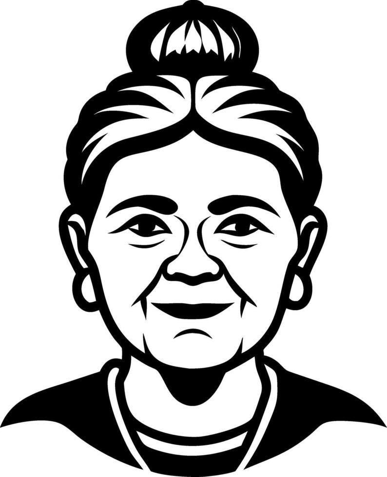 Elderly Woman Illustration Character Design for Art Projects T-shirt Prints and Tattoos vector