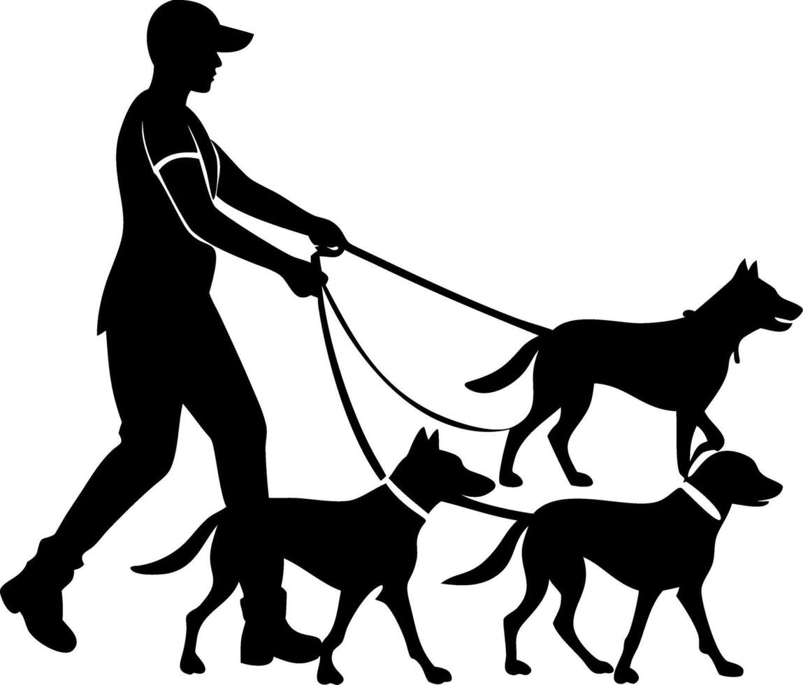 Dog Walker Silhouette for Pet Care Services and Outdoor Activities vector