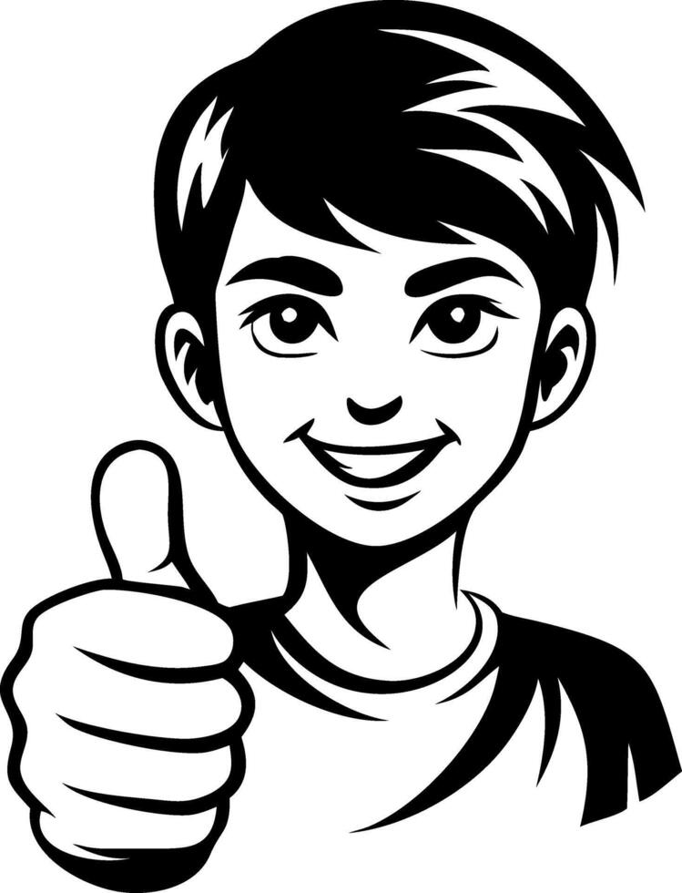 Cheerful Boy Giving Thumbs Up Positive Expression Graphic for Youth Apparel and Posters vector