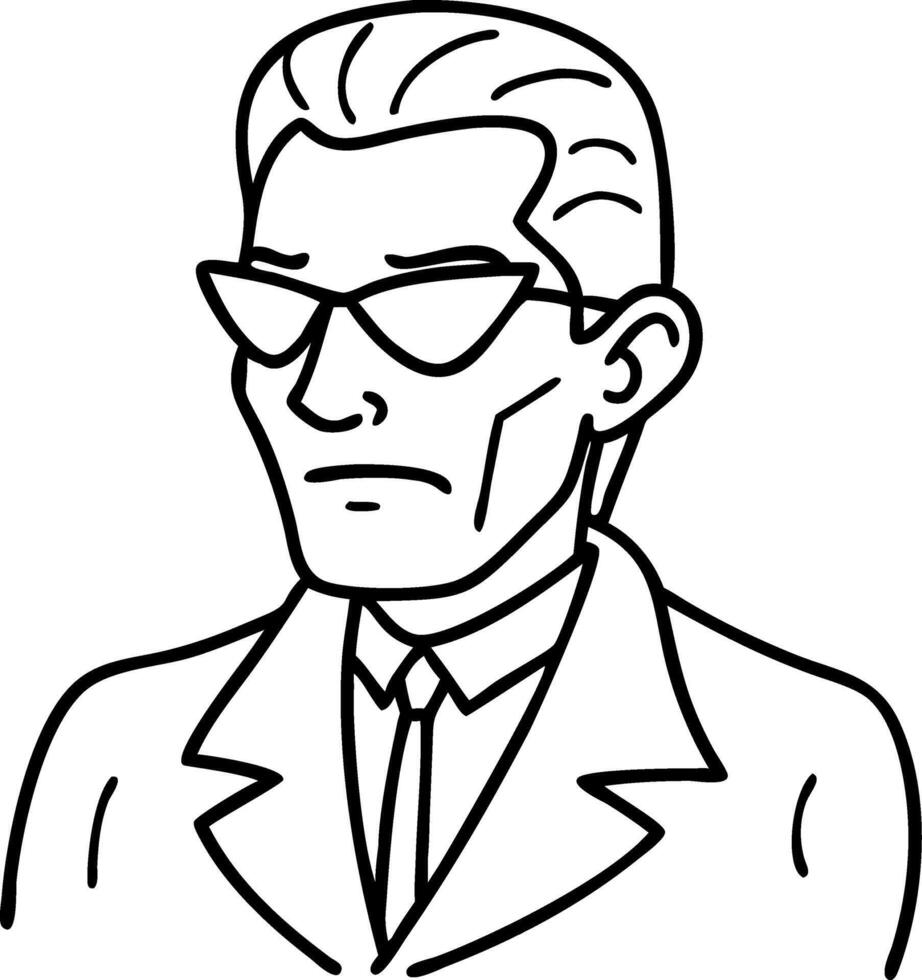 Stylized Man in Sunglasses Wearing Suit Design for Fashion andography vector