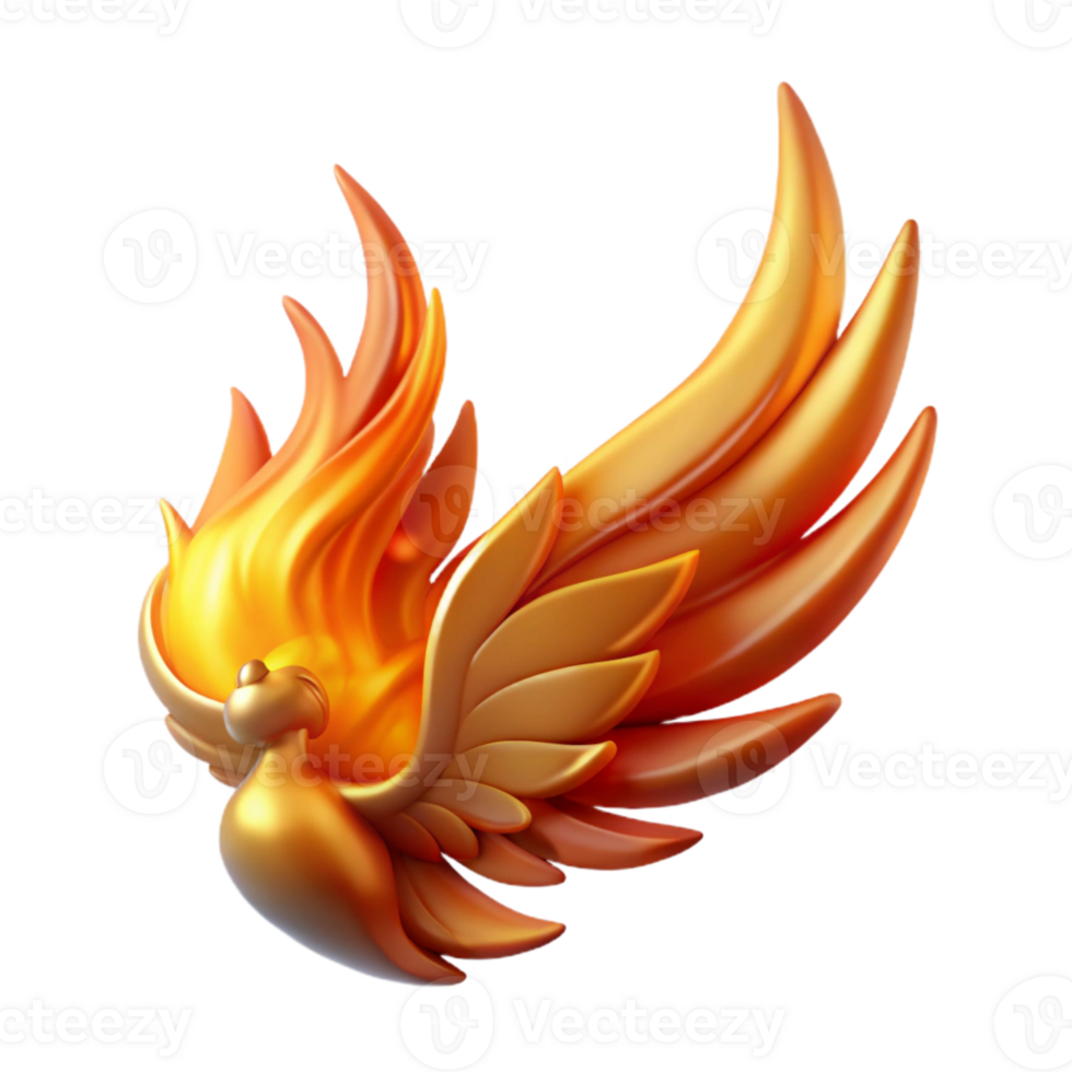 elegant contemporary Phoenix Wing with Flames Isolated Fire Element png