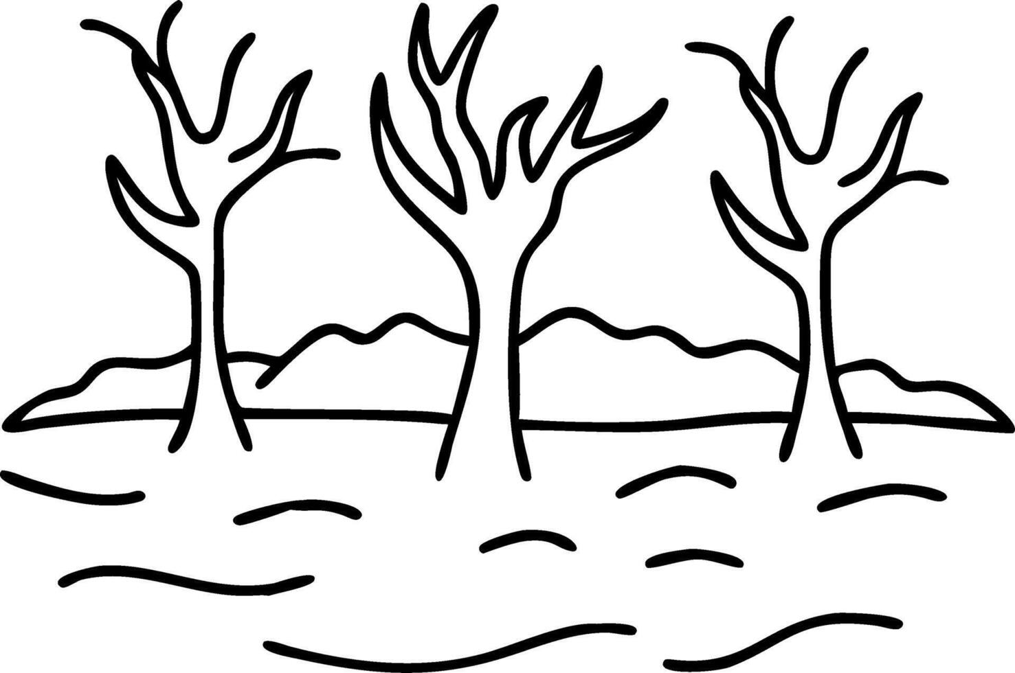 Minimalist Tree Landscape Design for Nature Inspired Decor and Tattoo Art vector