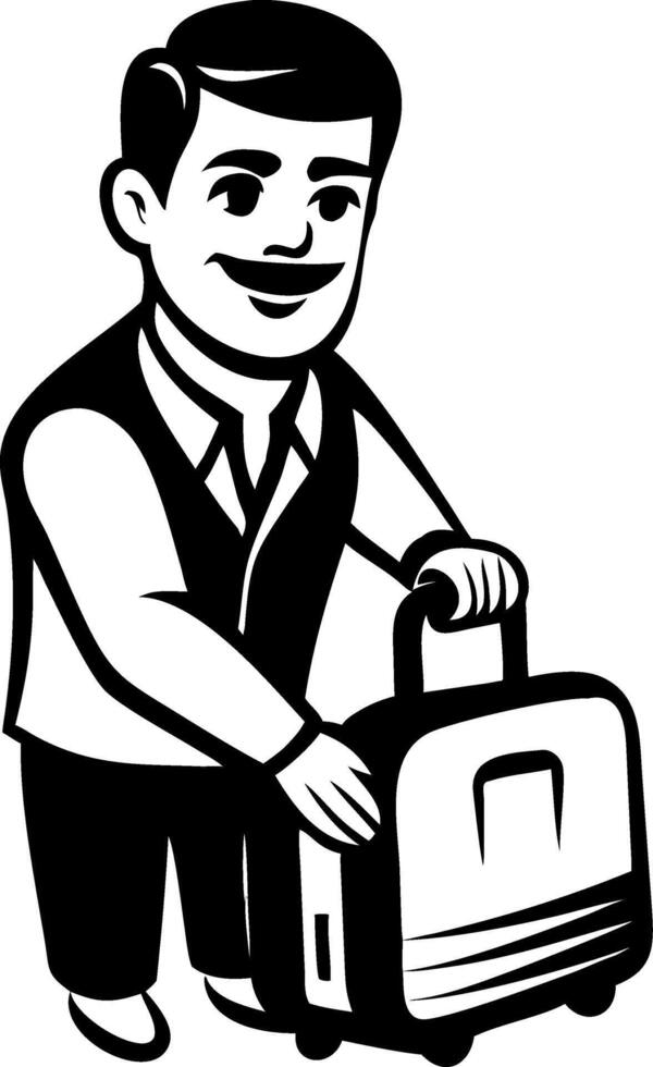 Smiling Businessman Carrying Sleek Suitcase for Travel Illustrating Professionalism and Adventure vector