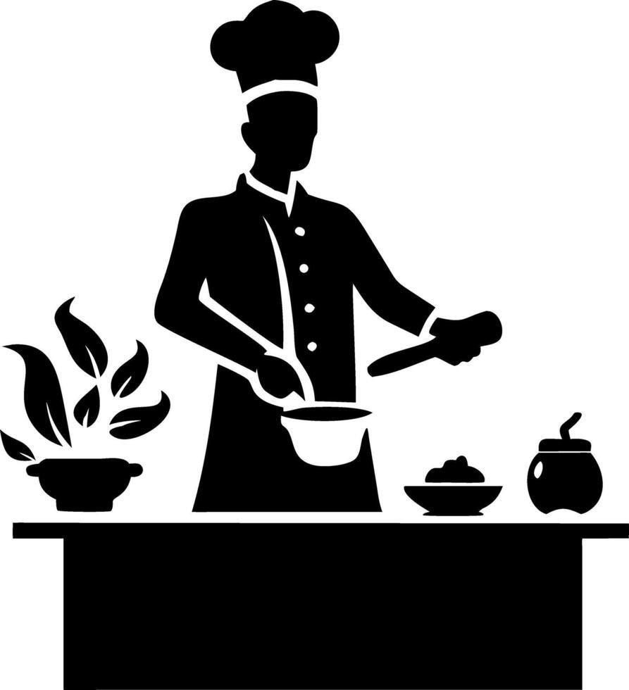 Chef Cooking in Kitchen with Bowl and Ingredients Representing Culinary Arts for Illustration vector