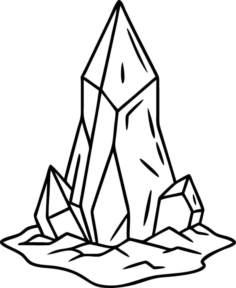 Intricate Crystal Formation Outline for Tattoo Design Coloring Book and Graphic Art vector