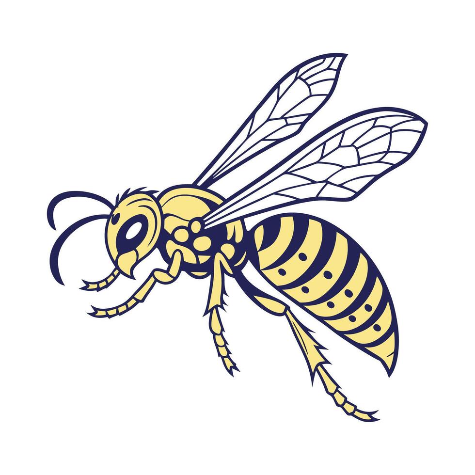Illustration of Wasp on Bright White Surface vector
