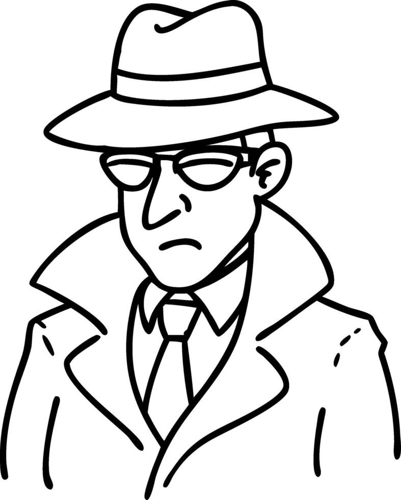 Stylized Detective Illustration with Trench Coat and Hat for Creative Design Projects vector