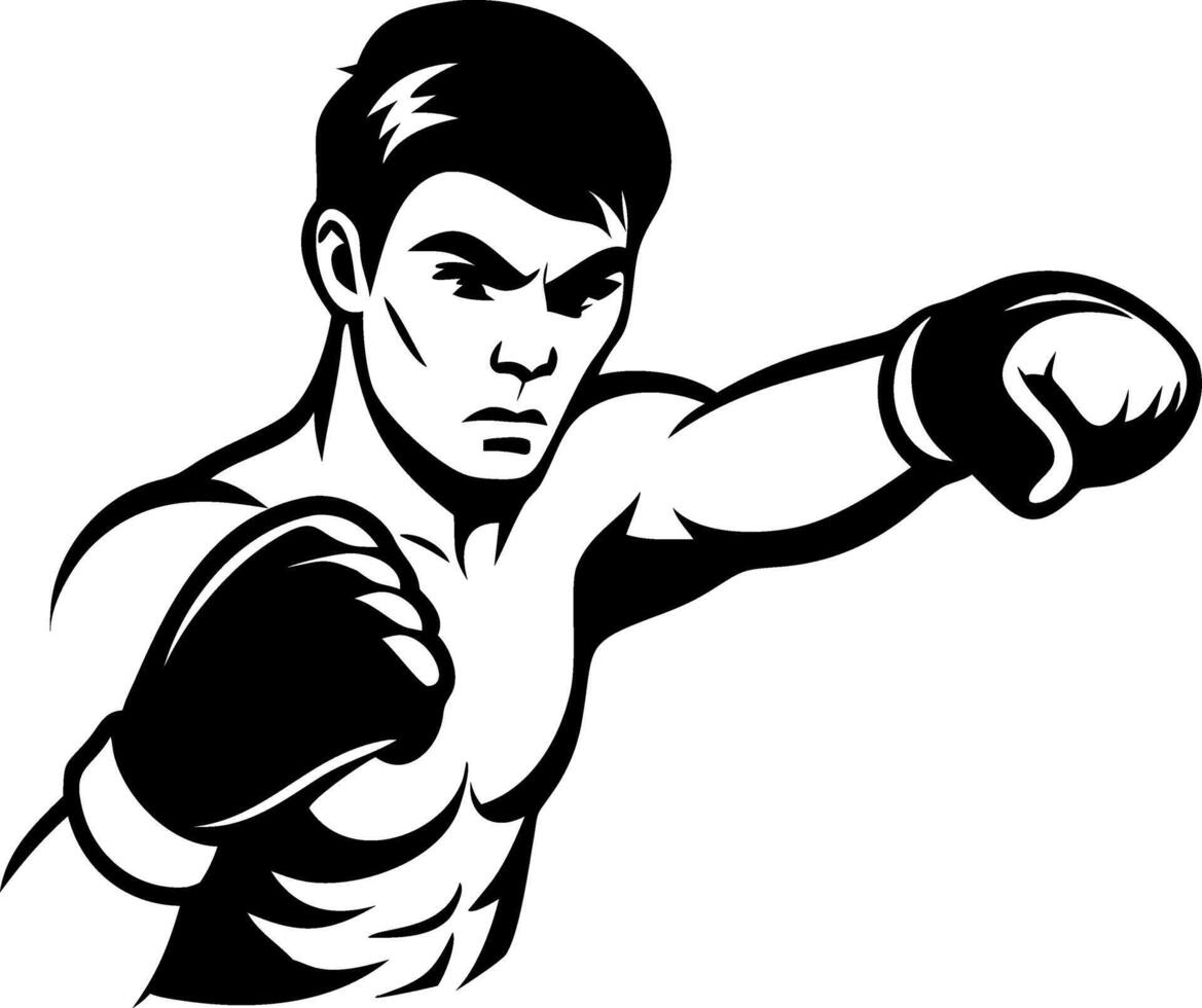Boxer Throwing Punch Graphics for Sports Illustrations and Tattoo Designs vector