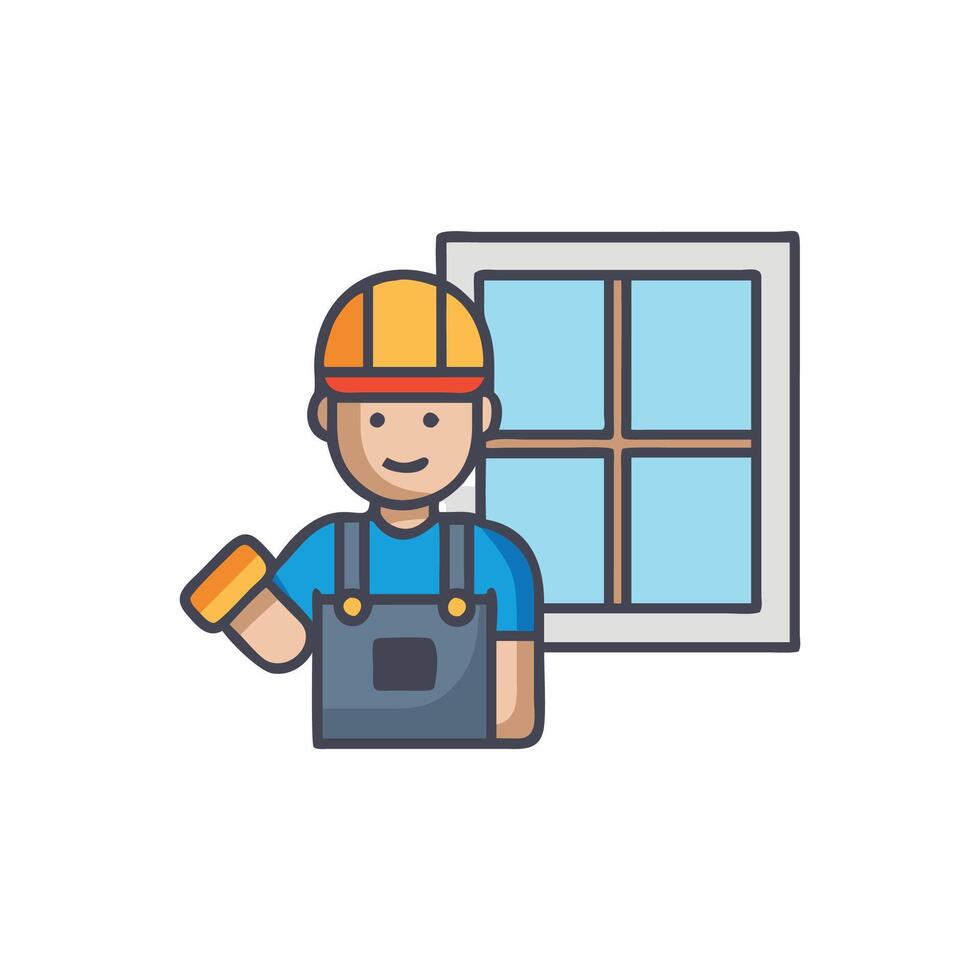 Professional Window Installer Icon Concept vector