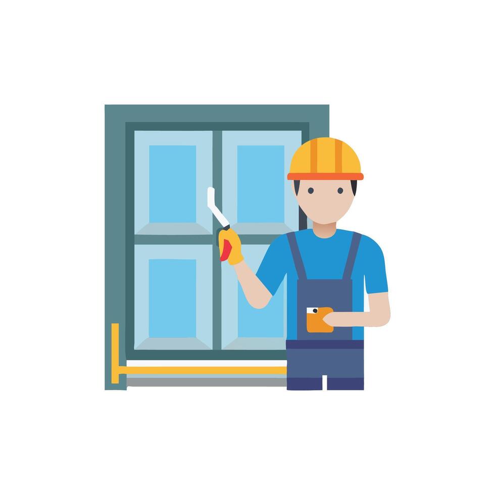 Expert Window Installer Icon Visualization vector