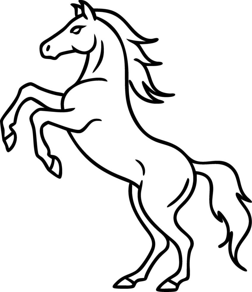 Majestic Rearing Horse Silhouette Design for Tattoos and Coloring Books vector