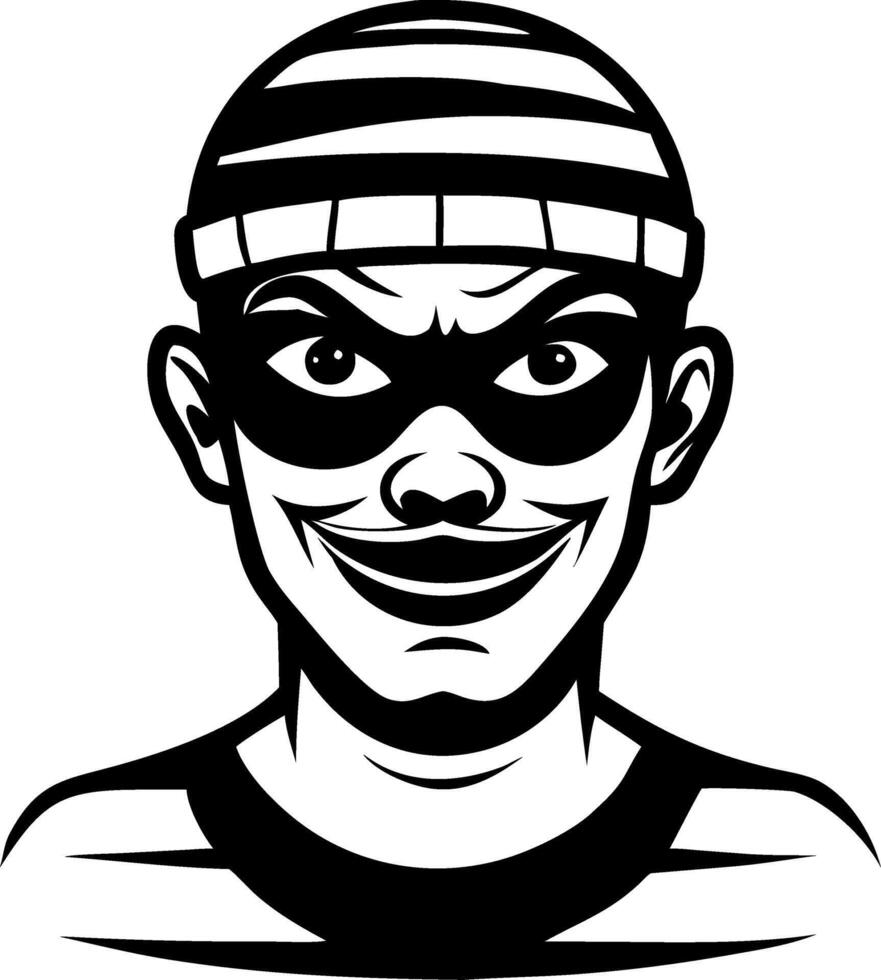 Vintage Cartoon Style Criminal Character with Striped Shirt and Mischievous Smile vector