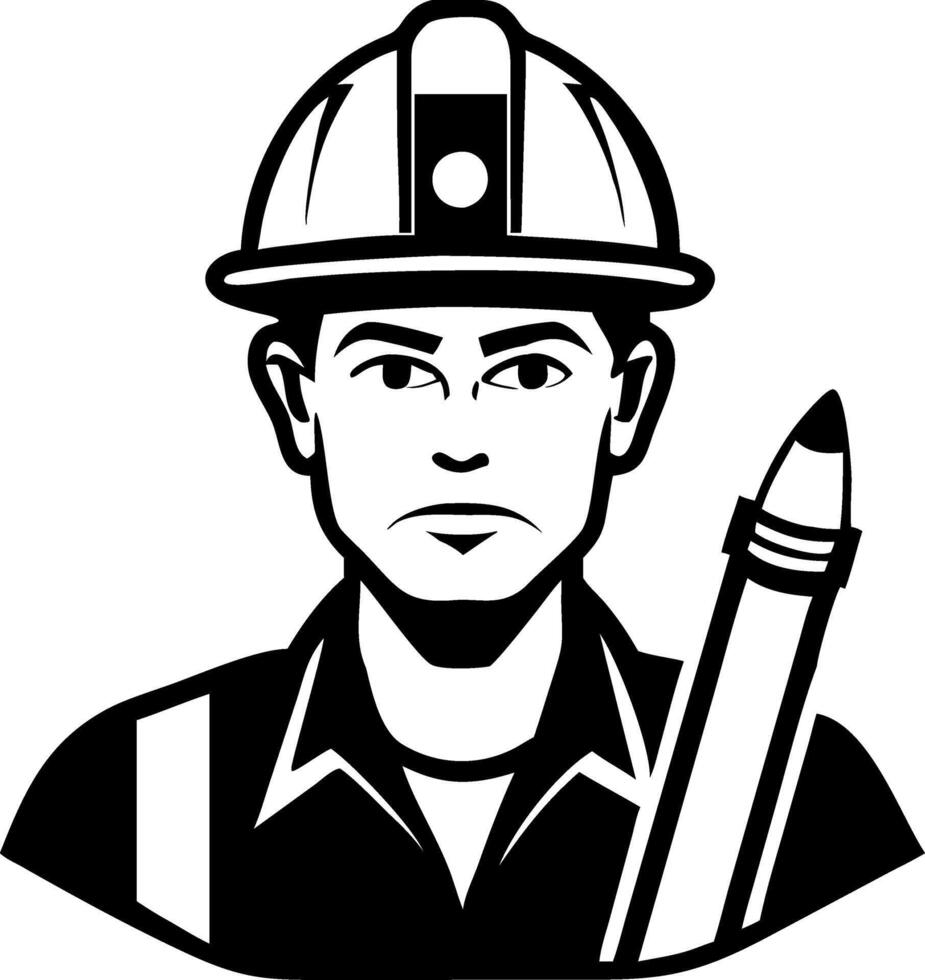 Construction Worker with Pencil Illustration for Industry Graphics and Design Projects vector
