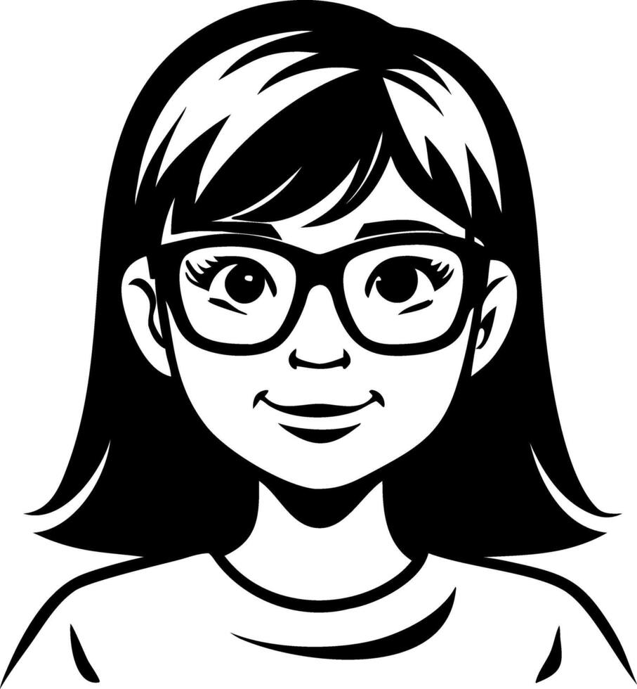 Cheerful Young Girl Character with Glasses Illustration for Creative Projects vector