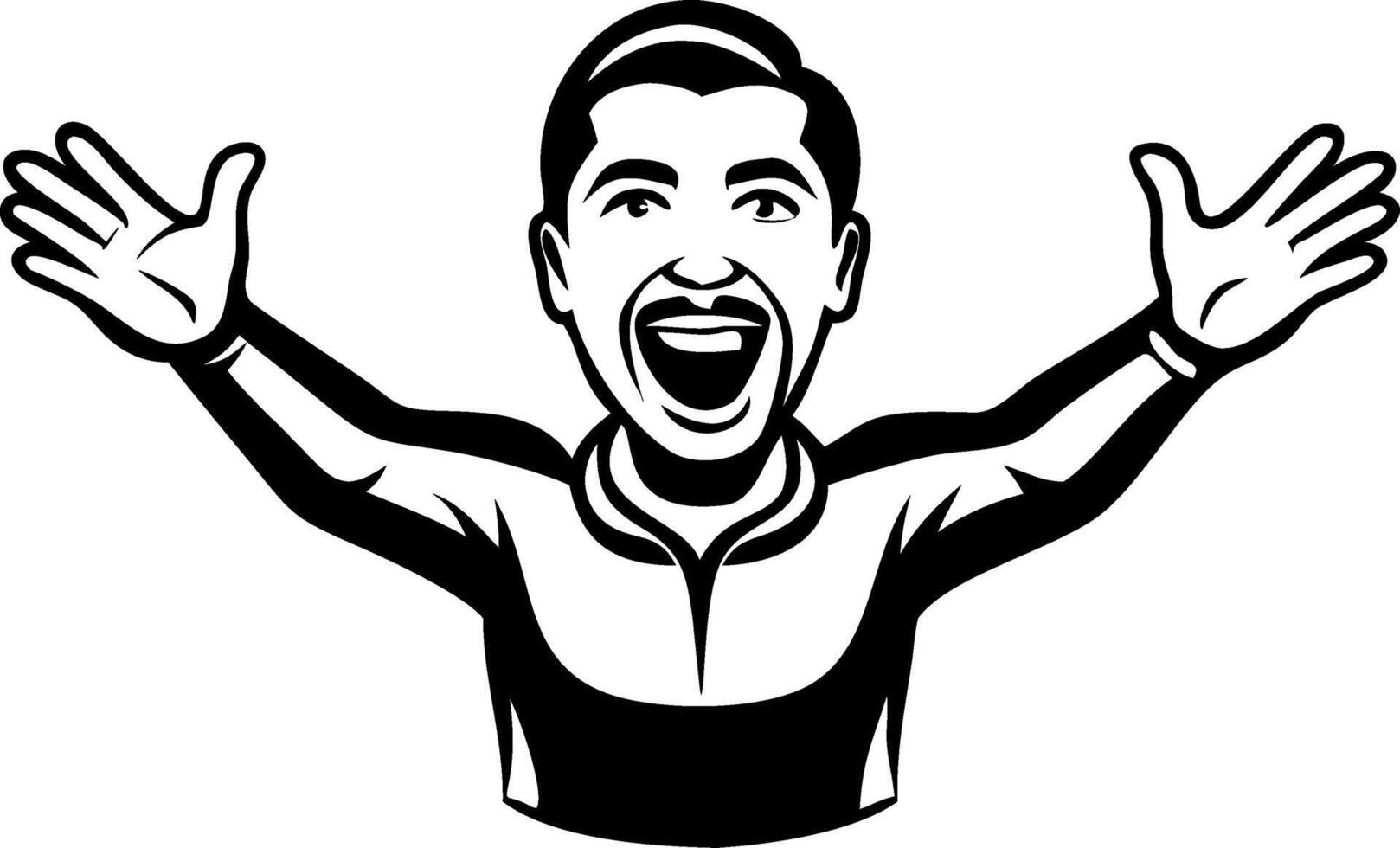 Cheerful Man with Open Arms Celebrating Enthusiasm and Joy Suitable for Various Designs vector