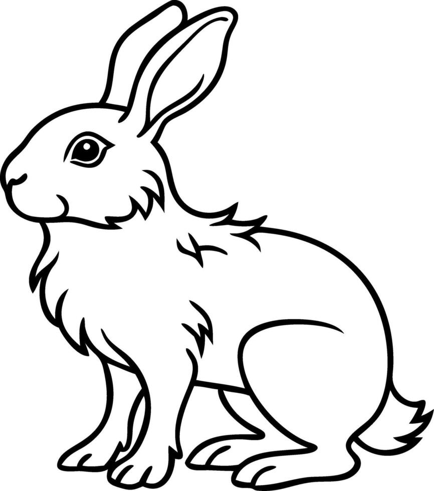 Detailed Line Art of a Realistic Rabbit Ideal for Tattoo Design and Coloring Pages vector