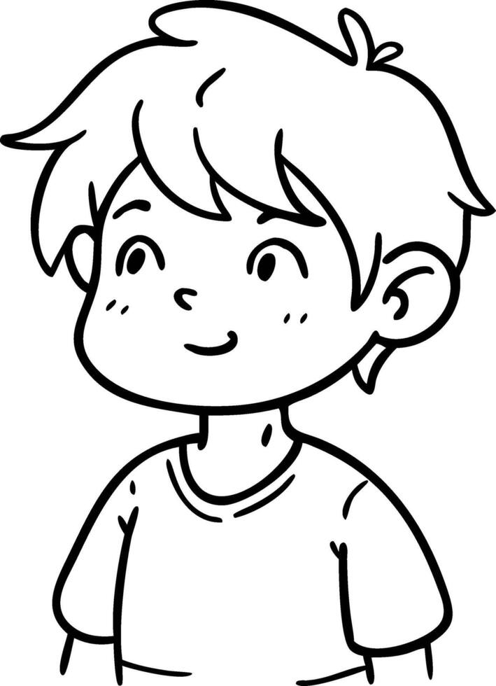 Cute Cartoon Boy Character with Cheerful Expression for Kids Illustration or Coloring Book vector