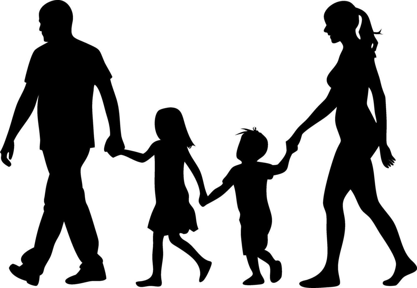 Family Walking Together Silhouette Design for Home Decor and Apparel Projects vector