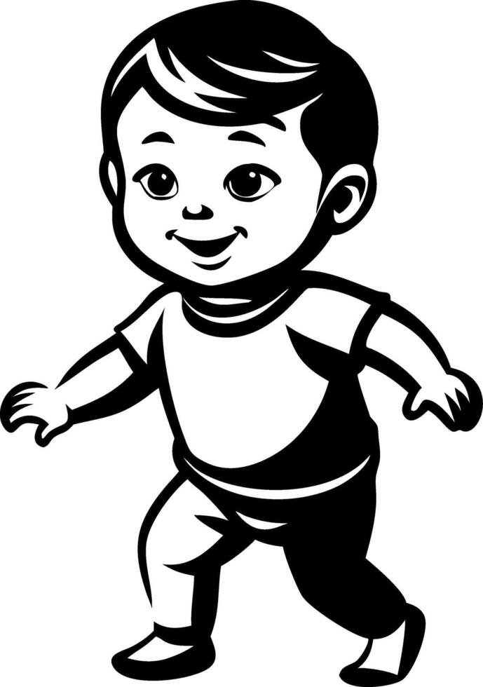 Happy Toddler Walking Illustration Cute Baby Boy Character Design for Childrens Projects vector