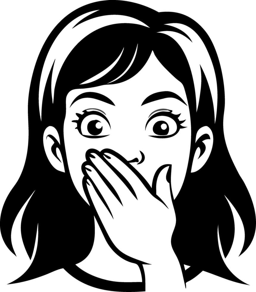 Surprised Woman Covering Mouth Art for Creative Projects and Design Uses vector