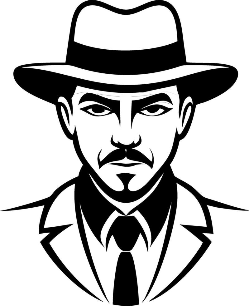 Vintage Gangster Character Illustration for Tattoo Design and Graphic Projects vector