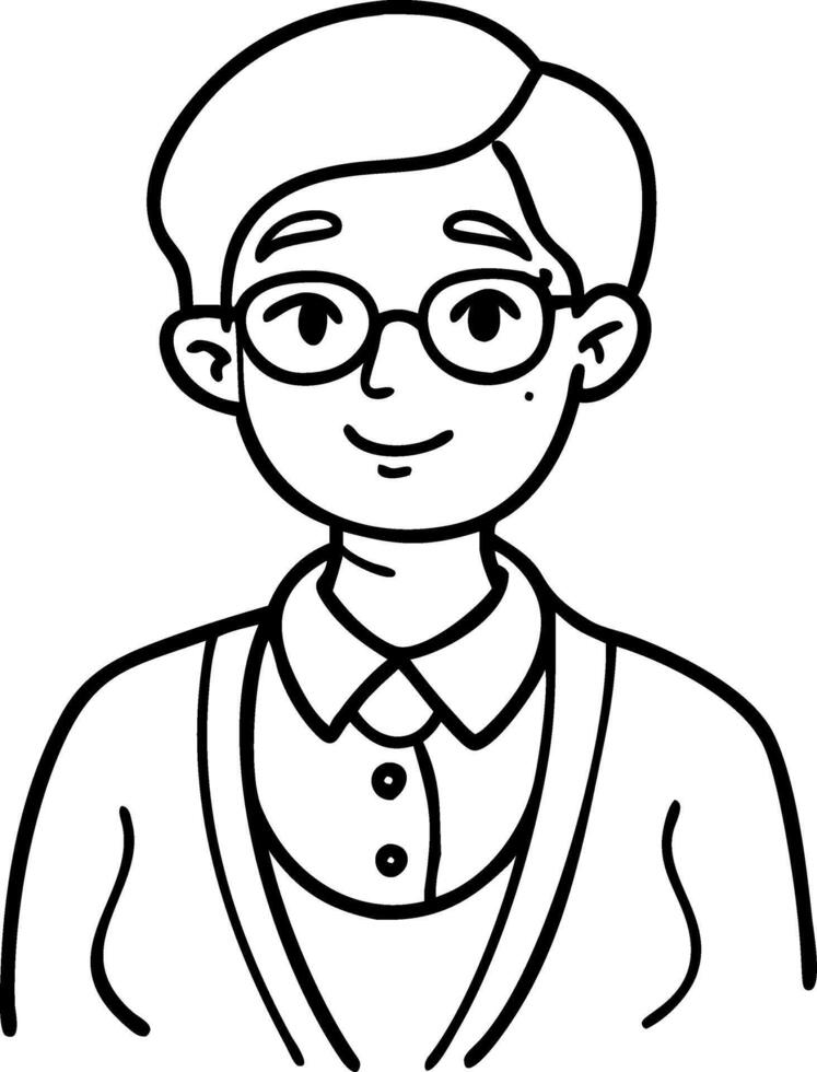 Cheerful Person with Glasses in Sweater Illustration for Coloring and Design Projects vector