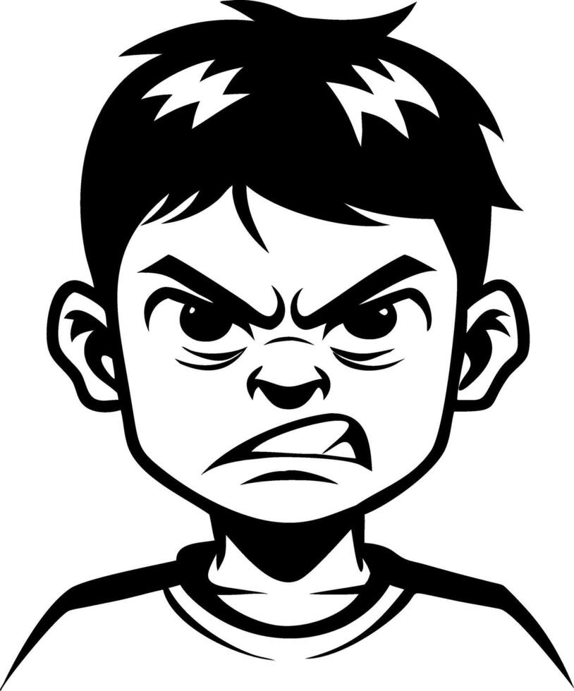 Angry Boy Character Illustration for Graphic Design and Tattoo Inspiration vector