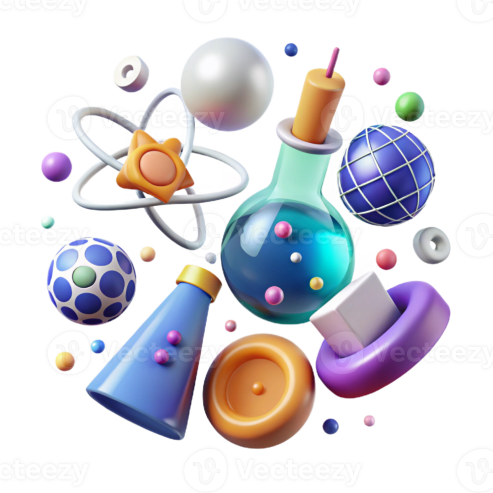 vibrant rustic Physics Icons Set Science Symbols Isolated for Education Resources high resolution png