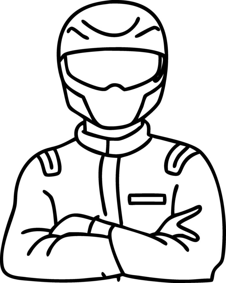 Race Car Driver Character Design with Helmet and Racing Suit for Sports Themed Projects vector