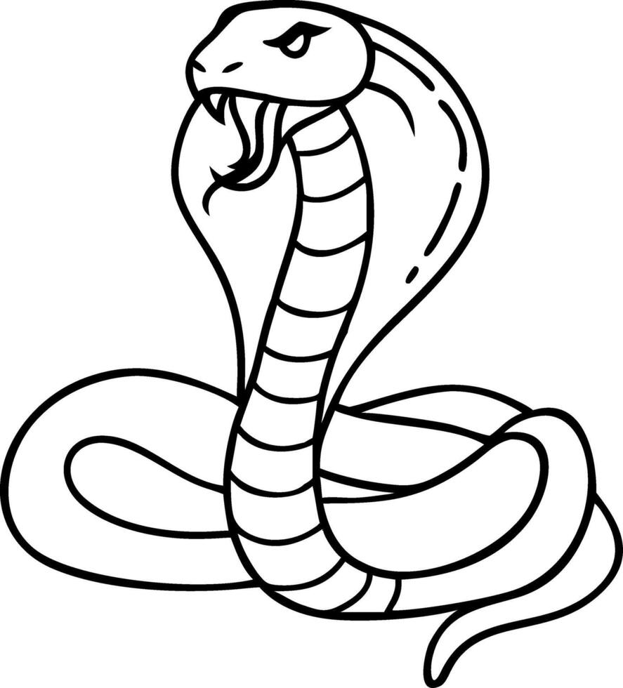 Intricate Cobra Illustration for Tattoo Design and Coloring Book Art vector