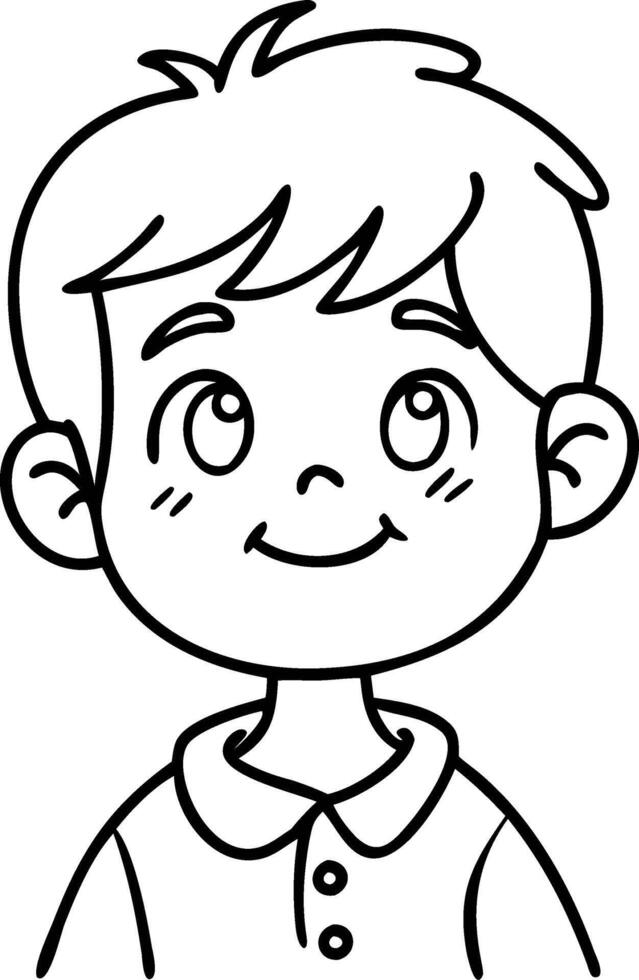 Smiling Young Boy Illustration for Coloring Books and Creative Projects vector