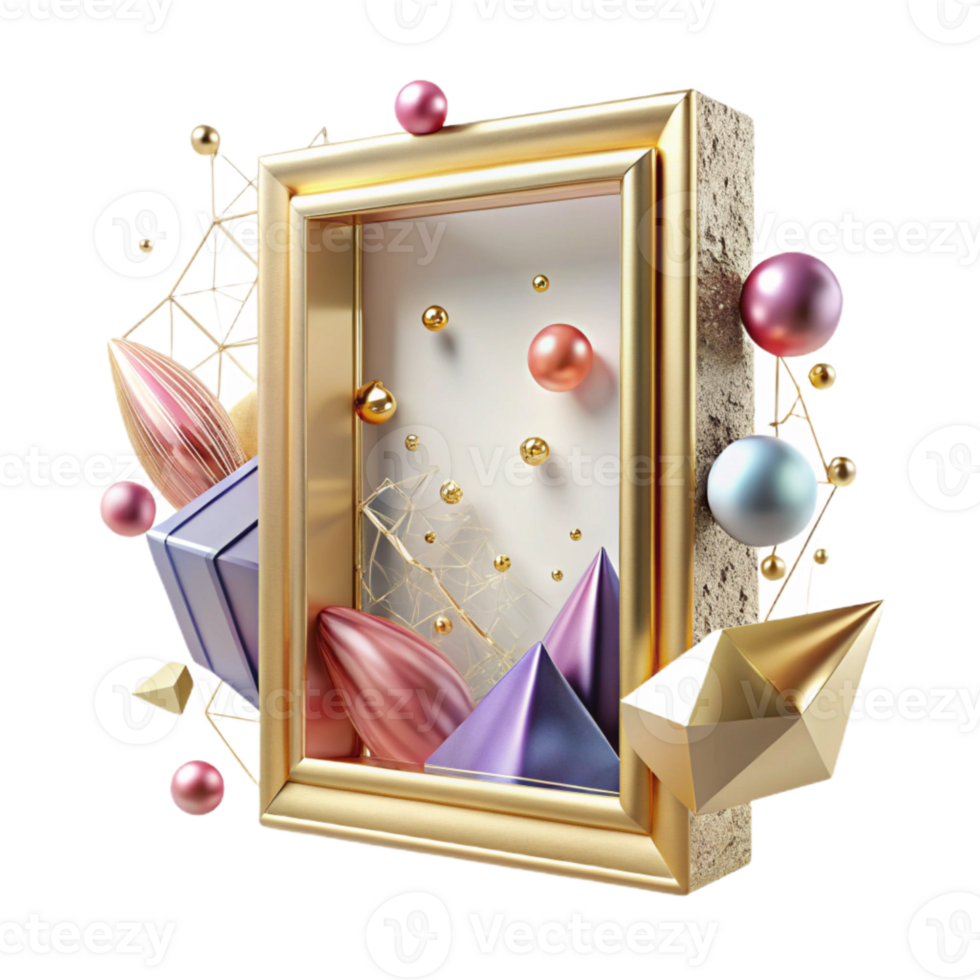 dramatic vintage Picture Frame Gold Border Isolated Wall Art Display high quality png