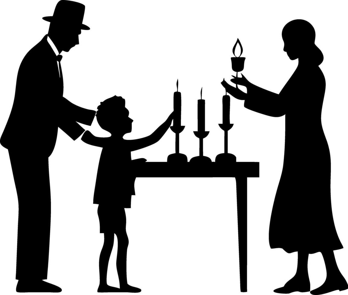 Family Celebrating Together with Candlelight Vigil Rituals and Traditions vector