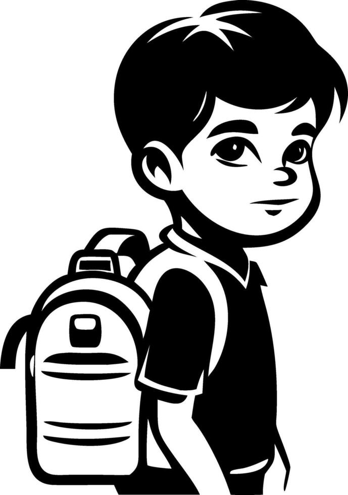Vintage Style Boy with Backpack Illustration for School Themes and Childrens Artwork vector