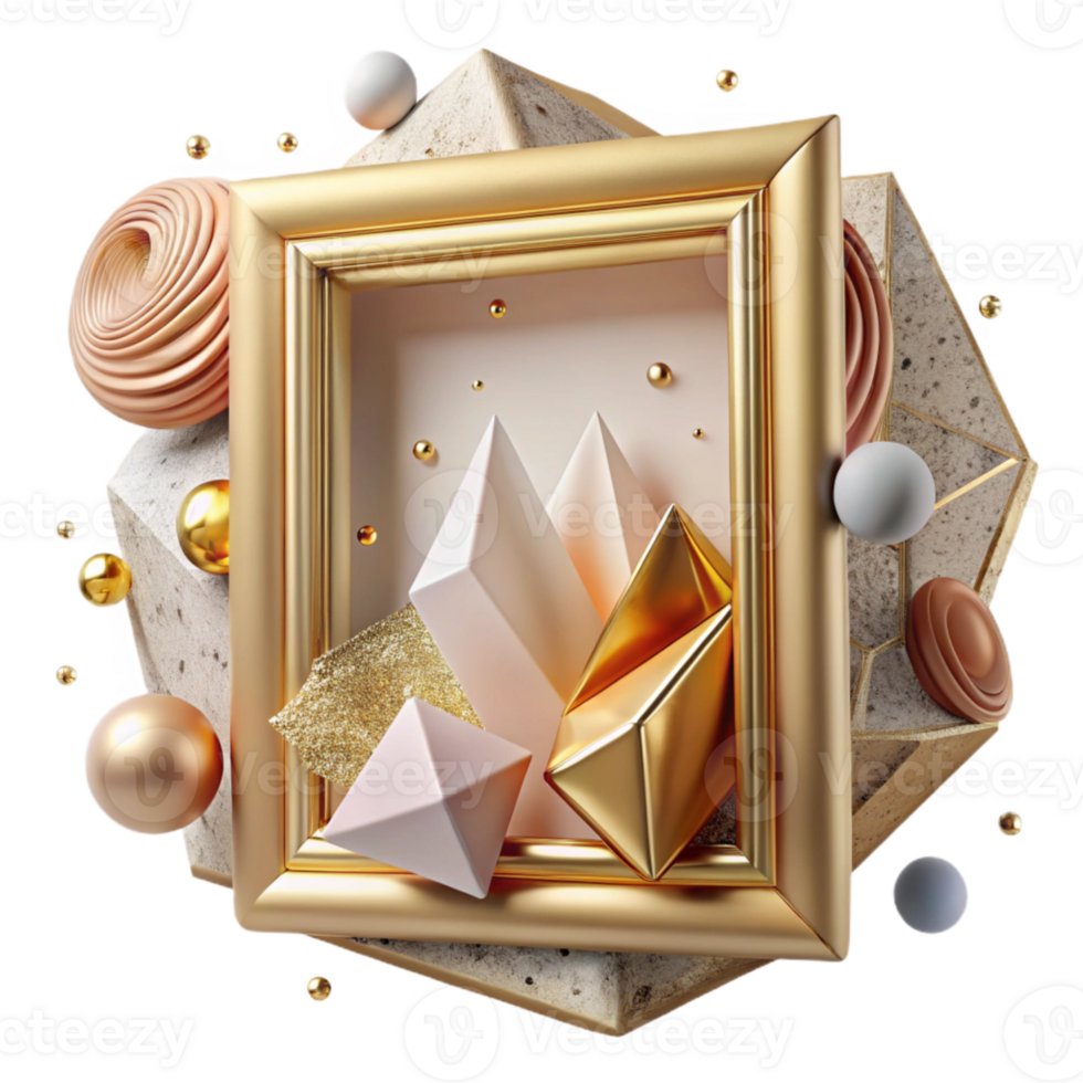 extraordinary contemporary Picture Frame Gold Border Isolated Wall Art Display professional png