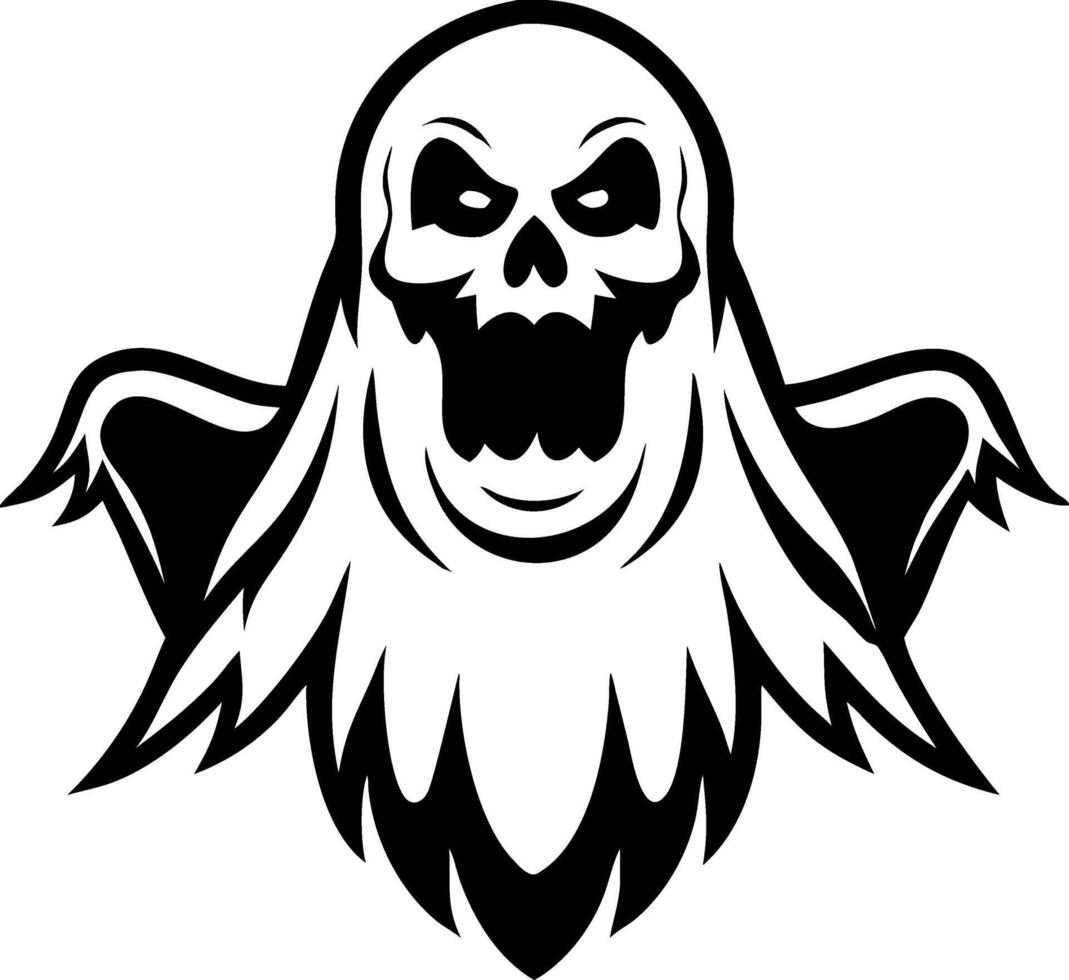 Sinister Ghost with Skull Design for Halloween Decorations and Tattoo Inspiration vector
