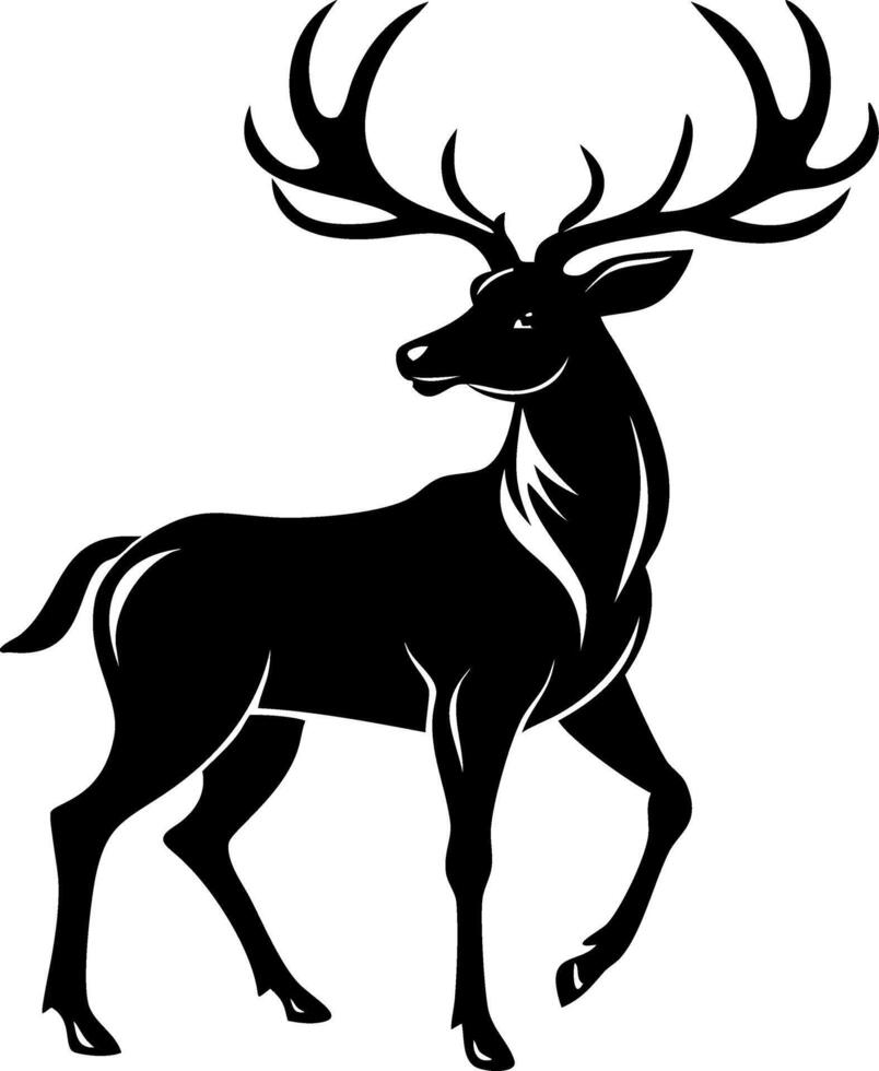 Elegant Black Stag Silhouette Ideal for Tattoo Design and Creative Illustrations vector