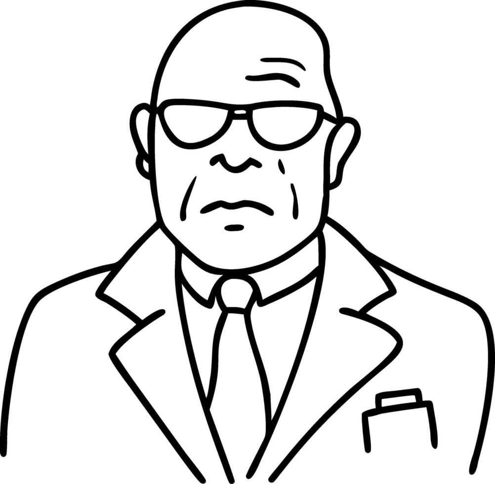 Serious Businessman Illustration Designed for Print Coloring and Tattoo Projects vector