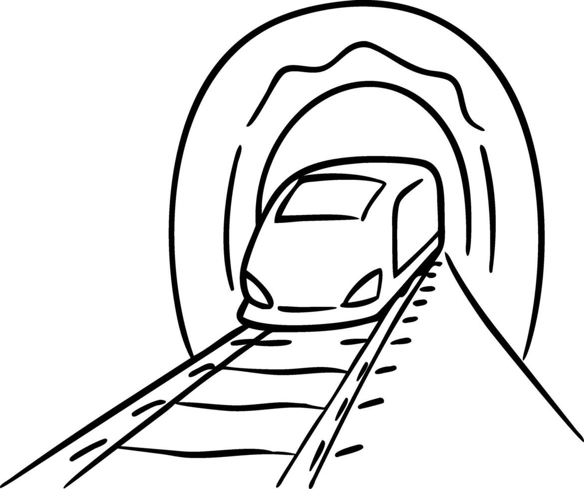 Train Emerging from Tunnel Illustration for Creative Projects and Design vector
