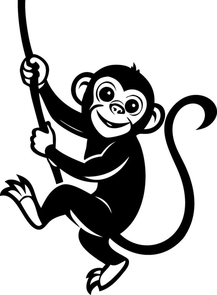 Playful Cartoon Monkey Climbing a Rope Perfect for Kids Artwork and Fun Designs vector