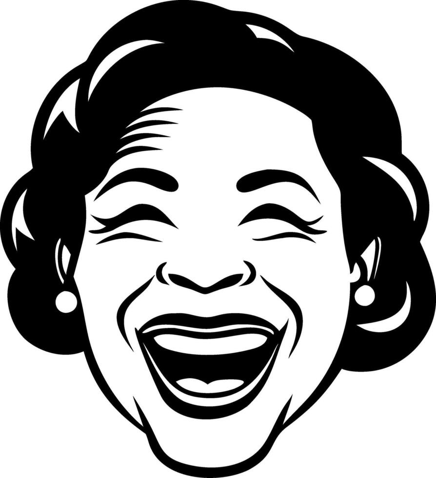Joyful Happy Woman Face Illustration for Art Prints and Tattoo Designs vector