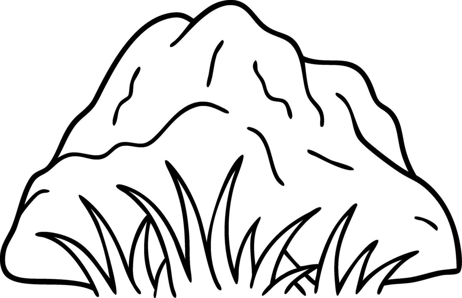 Detailed Outline of a Rock Formation with Grass for Landscape Illustration and Design vector