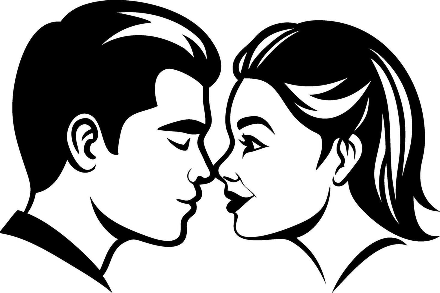 Romantic Couple Silhouette Close-Up for Friendship Love and Relationship Themes vector
