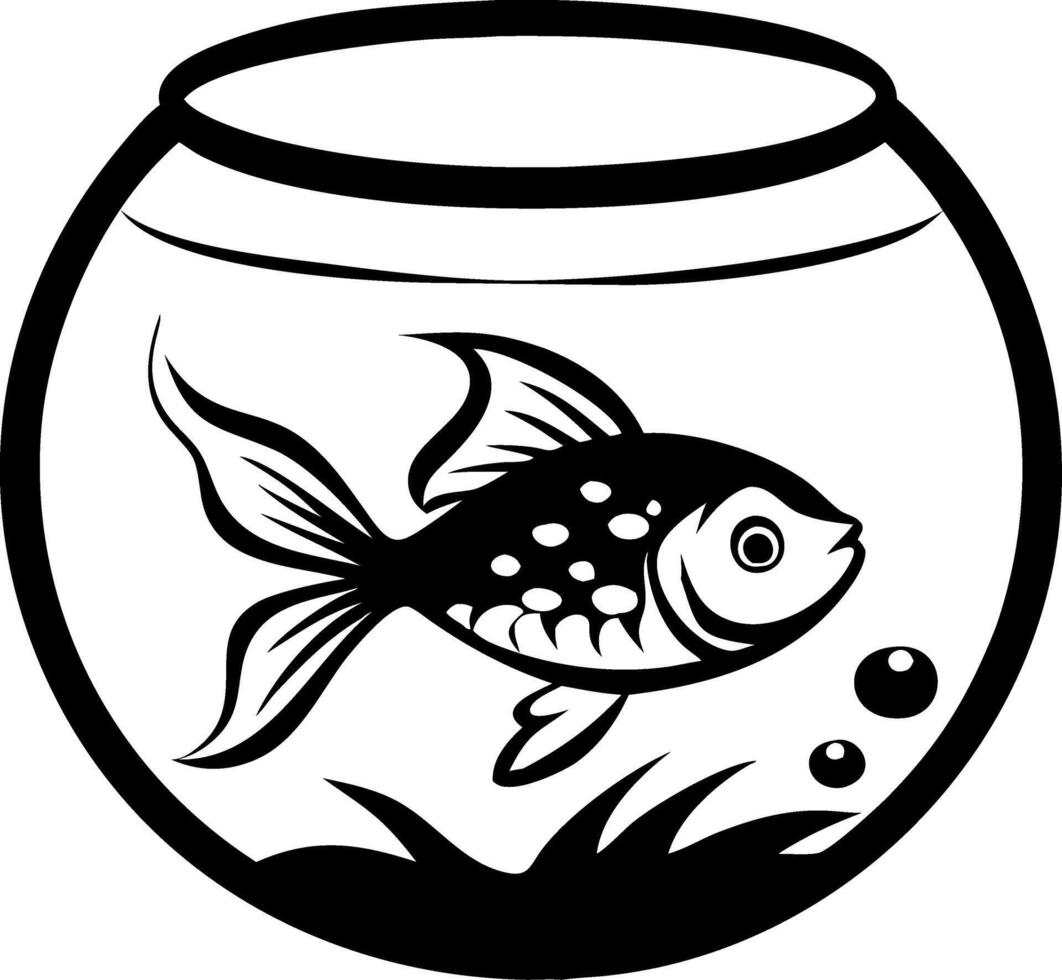 Goldfish in Fish Bowl Detailed Illustration for Coloring Books and Tattoo Designs vector