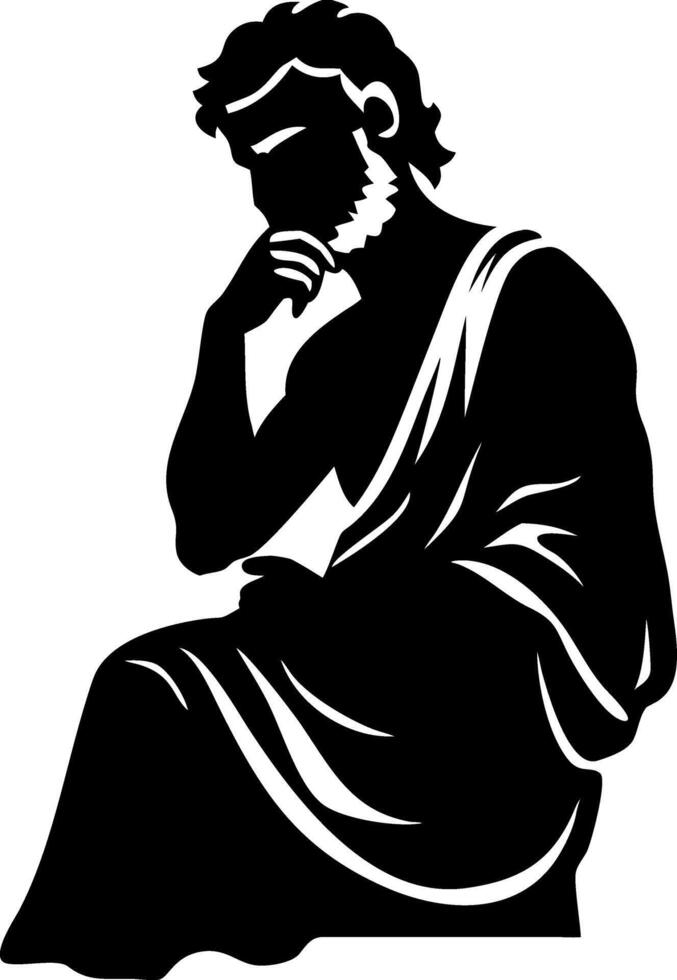 Contemplative Philosopher Silhouette Elegant Figure for Tattoo Design and Decorative Art vector