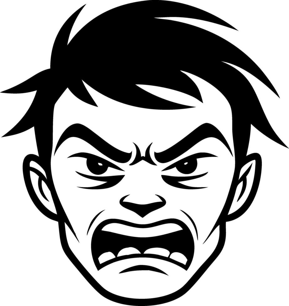 Angry Cartoon Face Expression for Graphic Design and Tattoo Inspiration vector